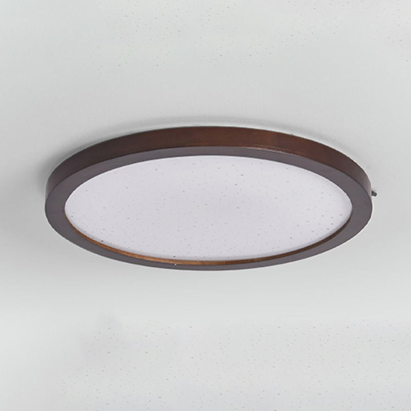 Modern LED Wood Flush Mount Circle Shape Ceiling Light with Acrylic Shade for Living Room