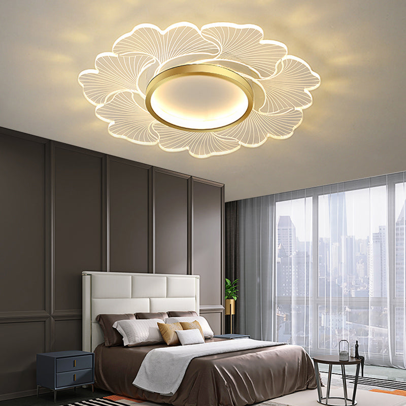 Nordic Style Ceiling Light Fixture Flower-Shaped Flush Mount with Acrylic for Bedroom