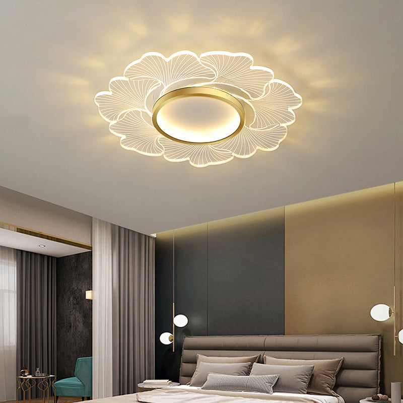 Nordic Style Ceiling Light Fixture Flower-Shaped Flush Mount with Acrylic for Bedroom