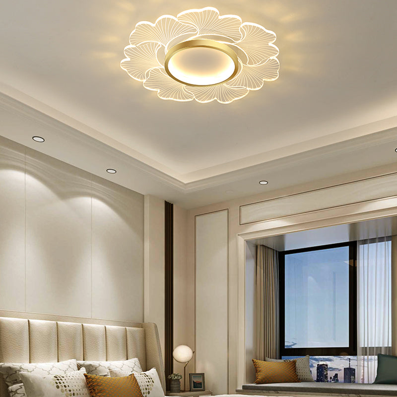 Nordic Style Ceiling Light Fixture Flower-Shaped Flush Mount with Acrylic for Bedroom