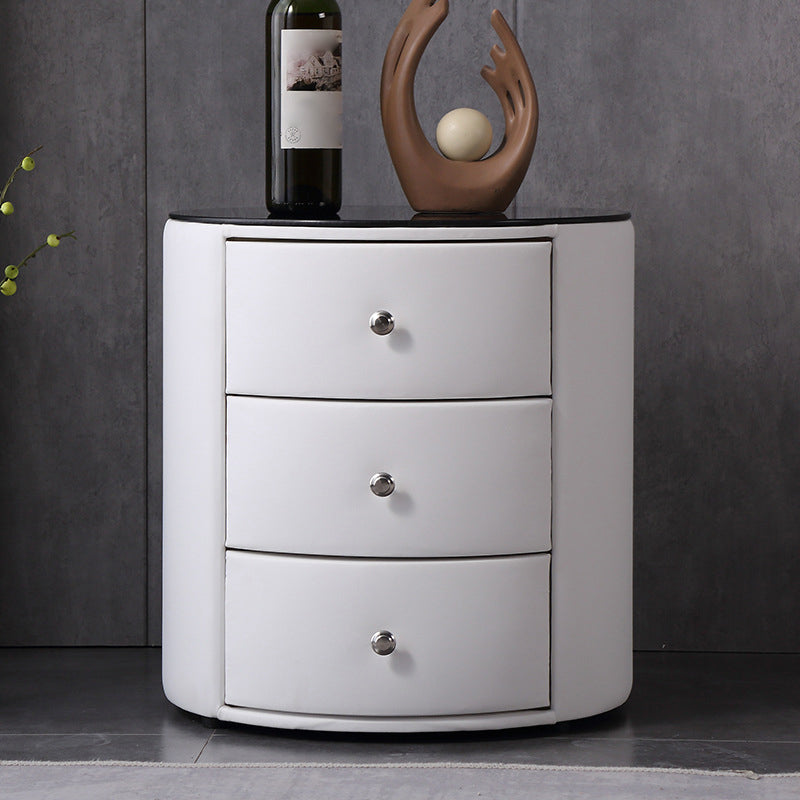 Modern Stone Accent Table Nightstand Drawer Storage Bedside Cabinet for Bedroom