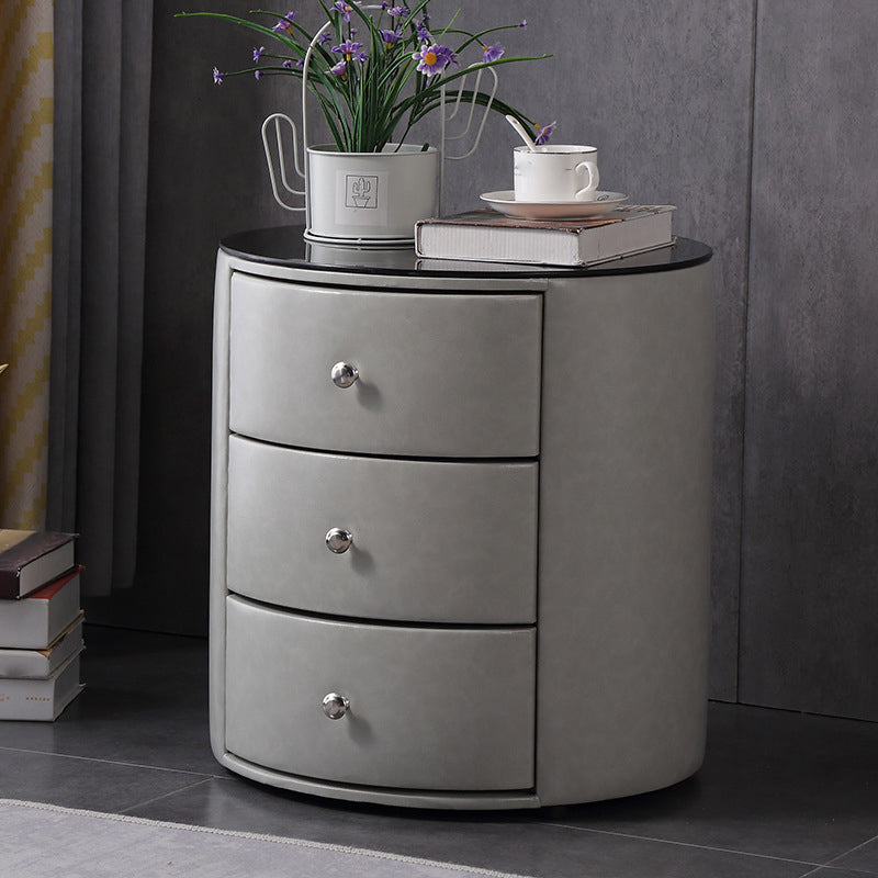 Modern Stone Accent Table Nightstand Drawer Storage Bedside Cabinet for Bedroom