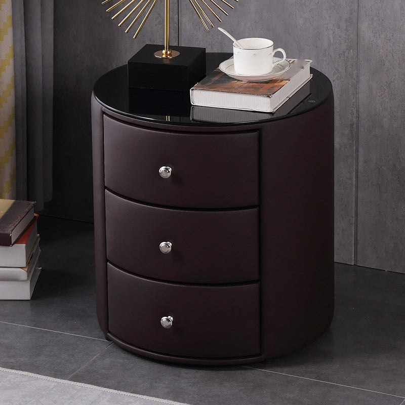 Modern Stone Accent Table Nightstand Drawer Storage Bedside Cabinet for Bedroom