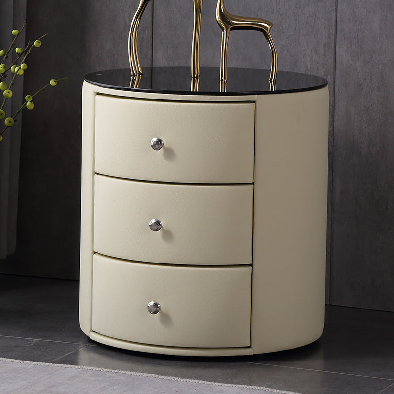 Modern Stone Accent Table Nightstand Drawer Storage Bedside Cabinet for Bedroom