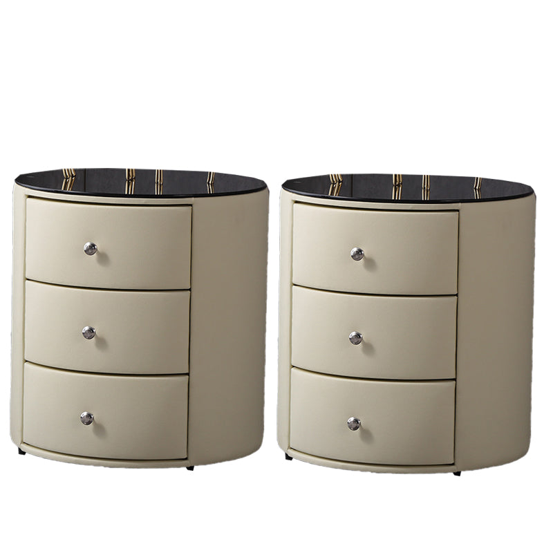 Modern Stone Accent Table Nightstand Drawer Storage Bedside Cabinet for Bedroom