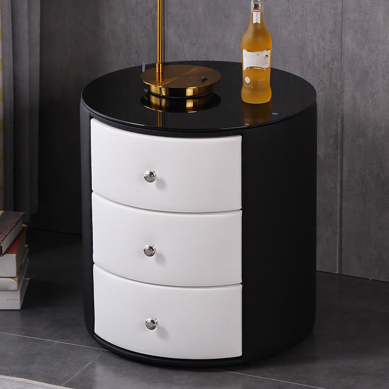 Modern Stone Accent Table Nightstand Drawer Storage Bedside Cabinet for Bedroom