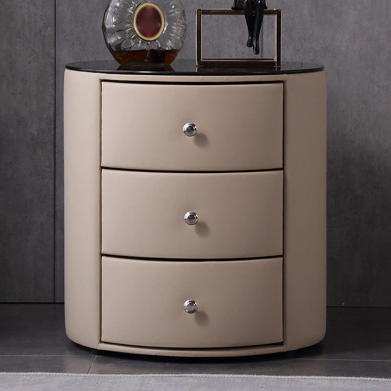 Modern Stone Accent Table Nightstand Drawer Storage Bedside Cabinet for Bedroom