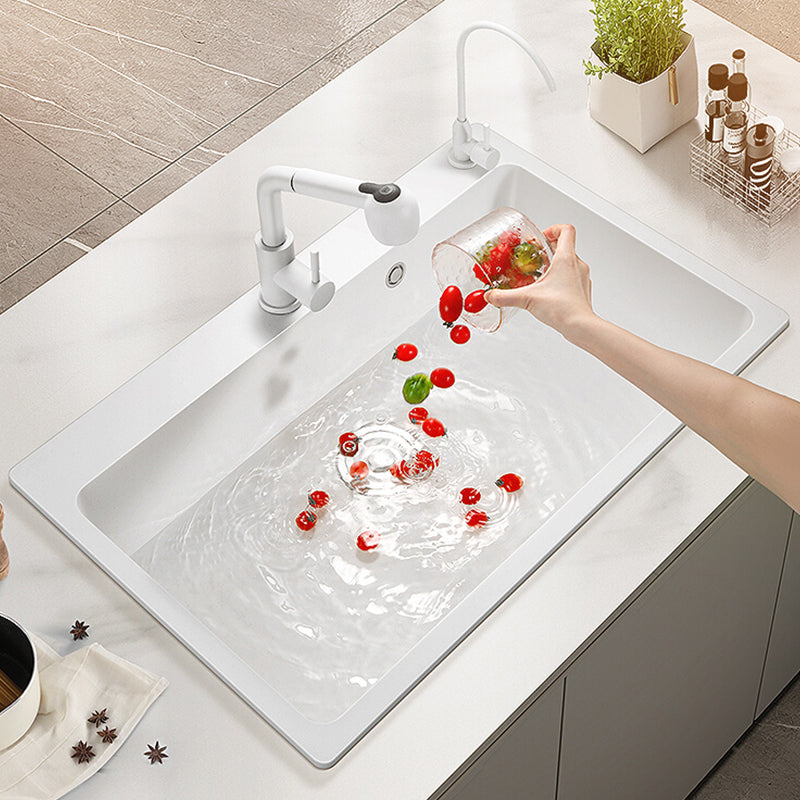 Quartz Kitchen Sink Contemporary 1-Bowl Kitchen Sink with Strainer