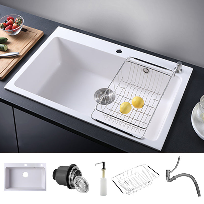 Quartz Kitchen Sink Contemporary 1-Bowl Kitchen Sink with Strainer