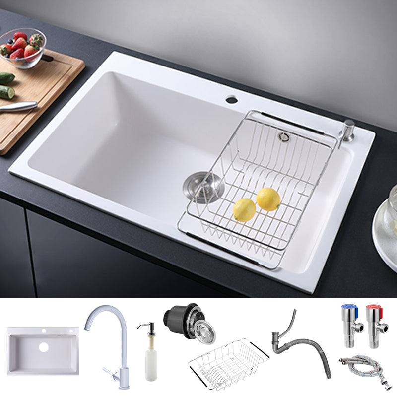 Quartz Kitchen Sink Contemporary 1-Bowl Kitchen Sink with Strainer