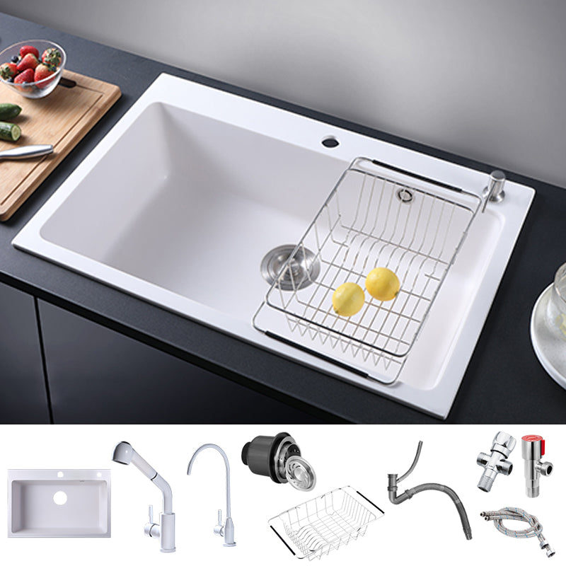 Quartz Kitchen Sink Contemporary 1-Bowl Kitchen Sink with Strainer