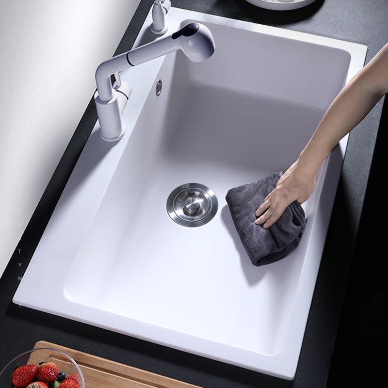 Quartz Kitchen Sink Contemporary 1-Bowl Kitchen Sink with Strainer