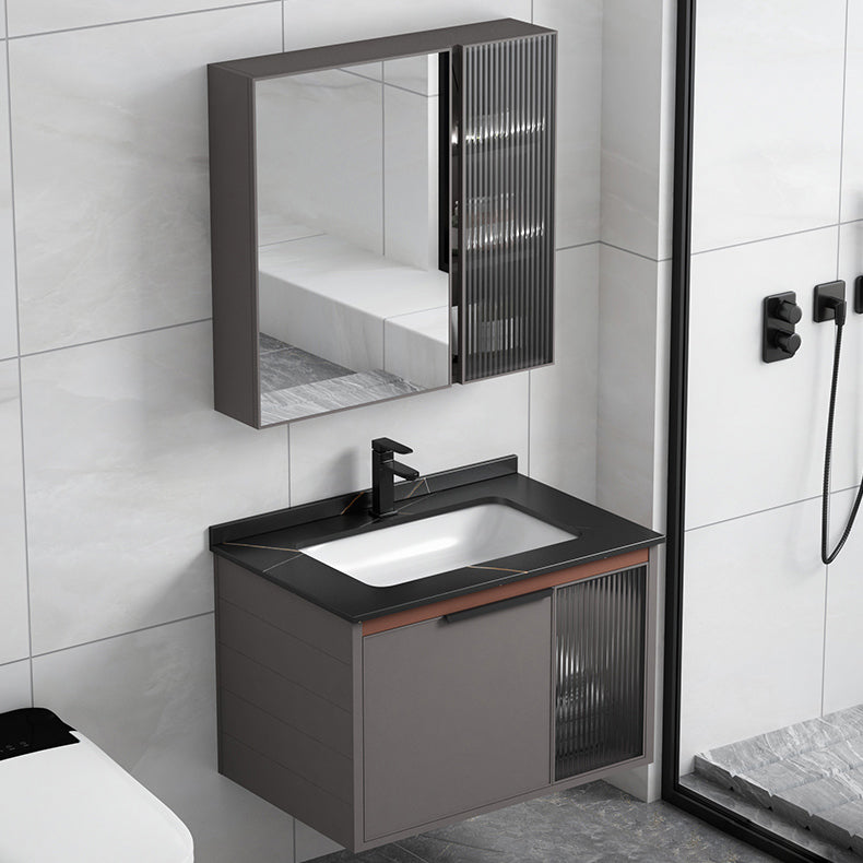 Modern Rectangular Bathroom Vanity Metal Frame Single-Sink Sink Vanity