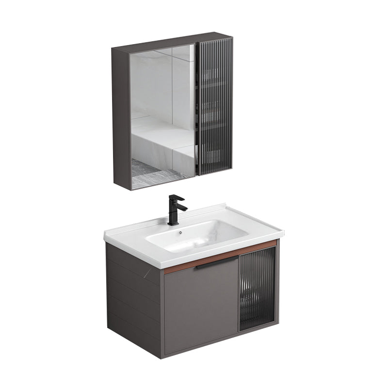 Modern Rectangular Bathroom Vanity Metal Frame Single-Sink Sink Vanity