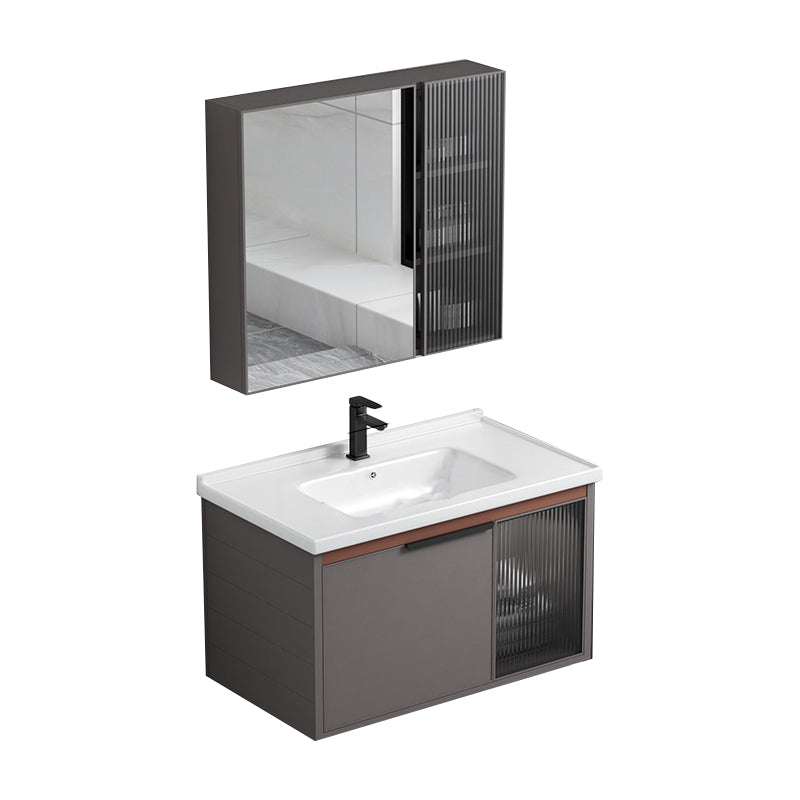 Modern Rectangular Bathroom Vanity Metal Frame Single-Sink Sink Vanity