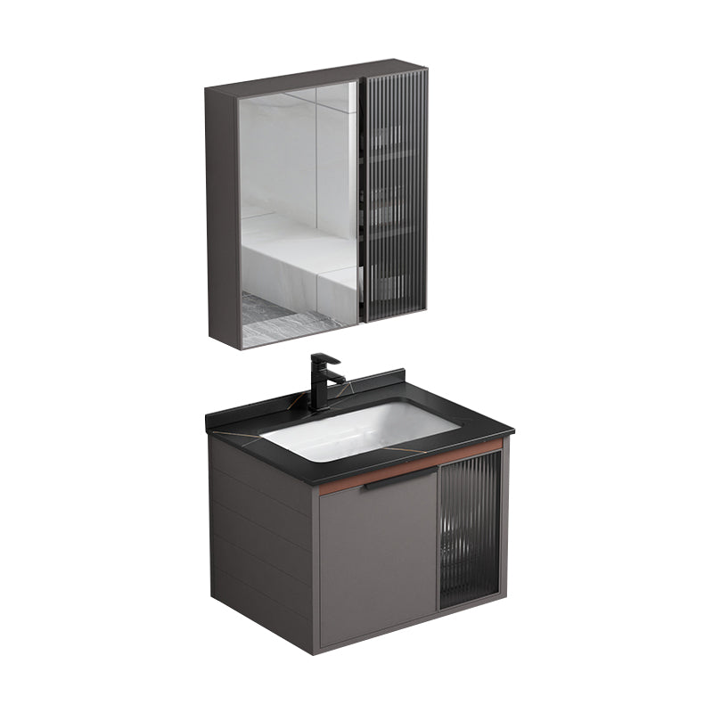 Modern Rectangular Bathroom Vanity Metal Frame Single-Sink Sink Vanity