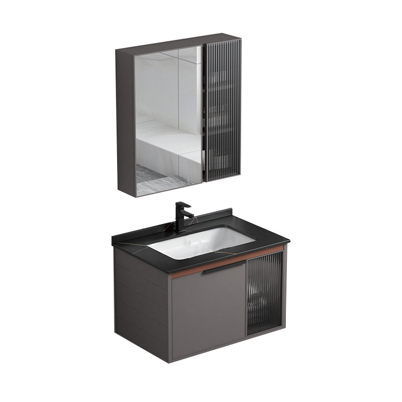 Modern Rectangular Bathroom Vanity Metal Frame Single-Sink Sink Vanity