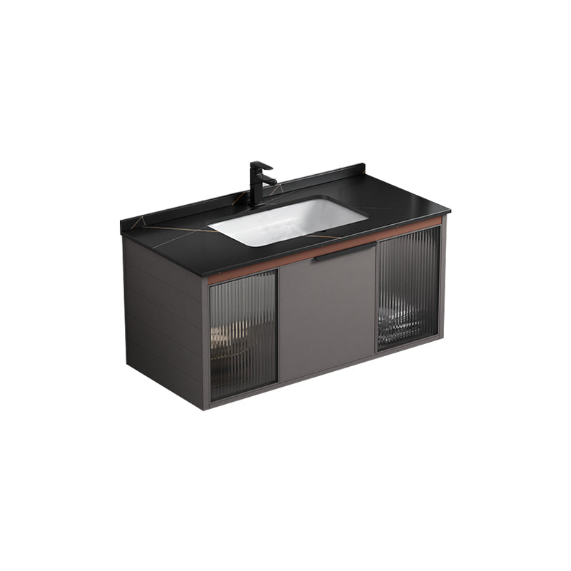 Modern Rectangular Bathroom Vanity Metal Frame Single-Sink Sink Vanity