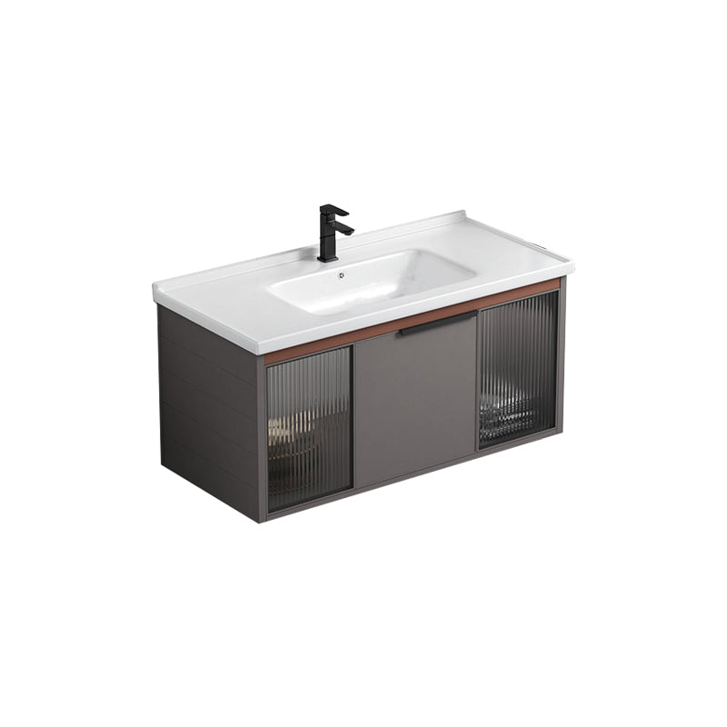 Modern Rectangular Bathroom Vanity Metal Frame Single-Sink Sink Vanity