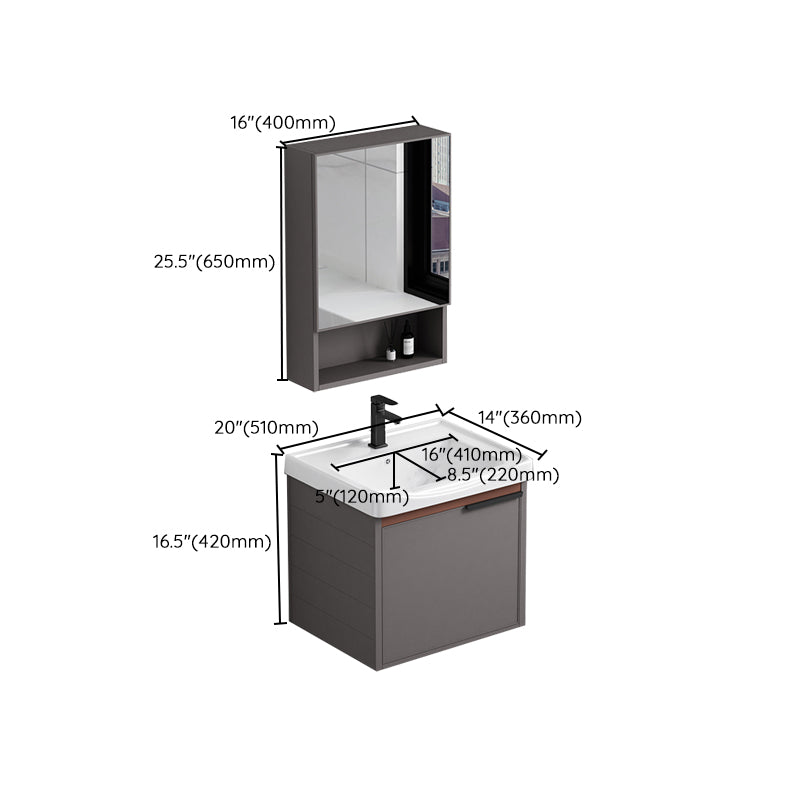 Modern Rectangular Bathroom Vanity Metal Frame Single-Sink Sink Vanity