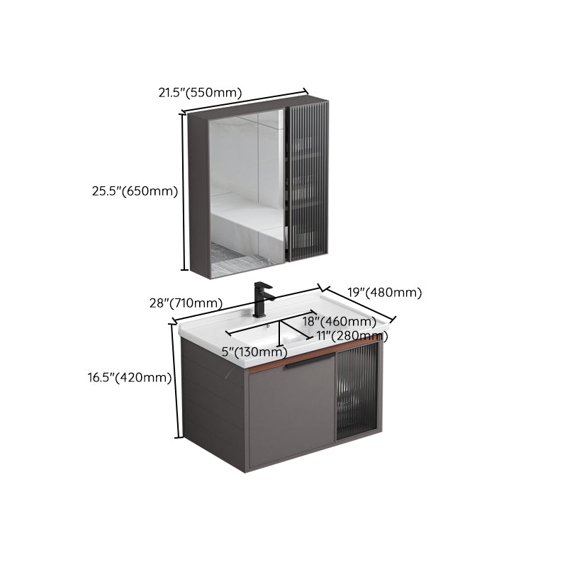 Modern Rectangular Bathroom Vanity Metal Frame Single-Sink Sink Vanity