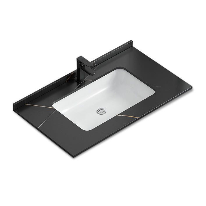 Metal Base Sink Vanity Modern Single-Sink Rectangular Wall Mount Vanity Sink