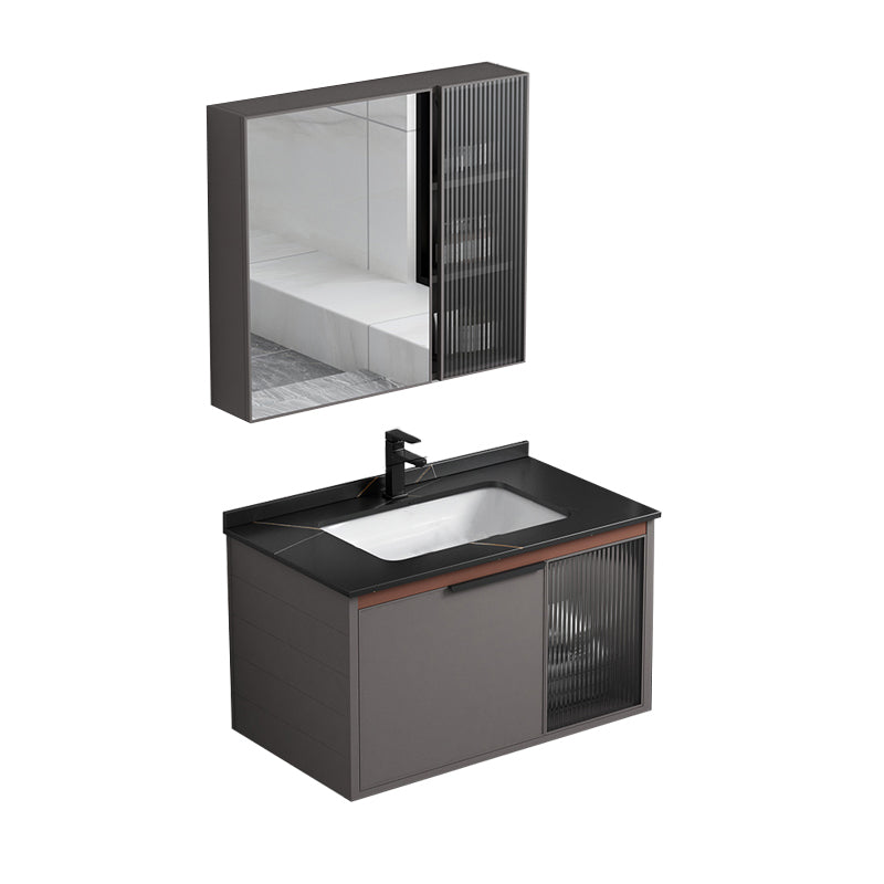 Metal Base Sink Vanity Modern Single-Sink Rectangular Wall Mount Vanity Sink