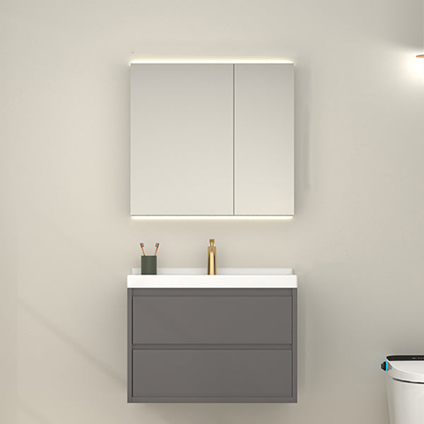 Wall Mount Gray Sink Vanity Modern Ceramic Single Rectangular Vanity