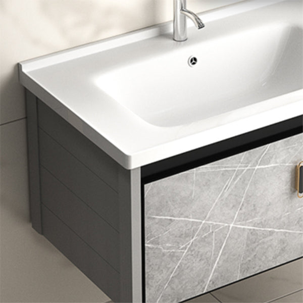 Modern Metal Sink Vanity Wood Wall Mount Faucet Included Bathroom Vanity