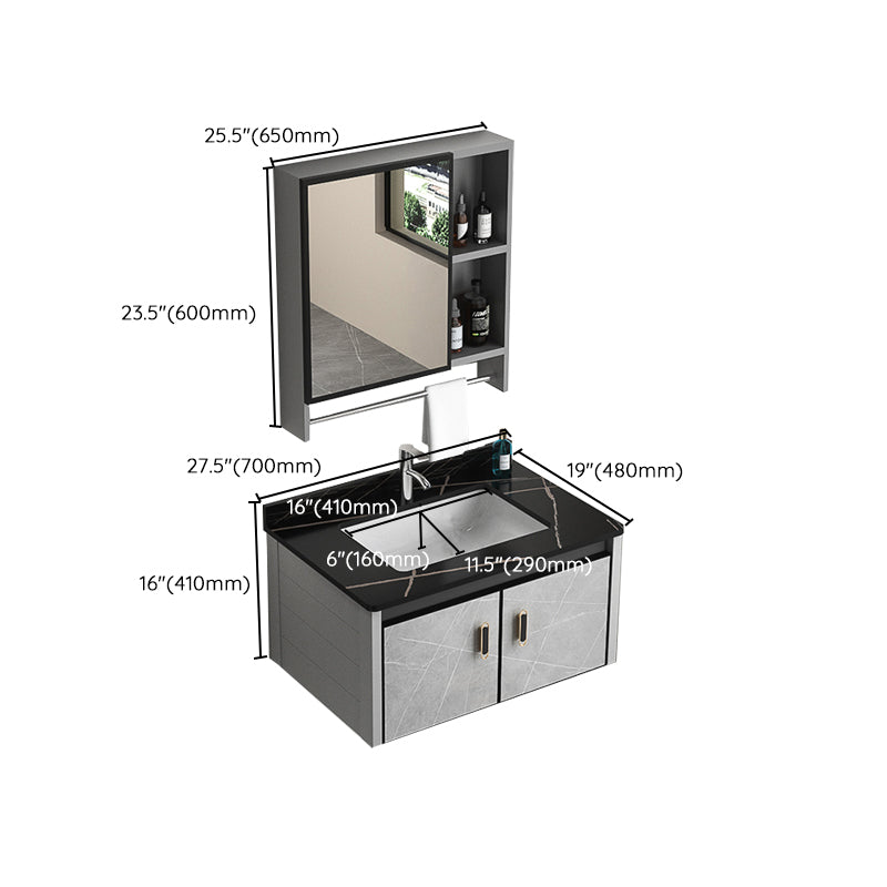 Modern Metal Sink Vanity Wood Wall Mount Faucet Included Bathroom Vanity