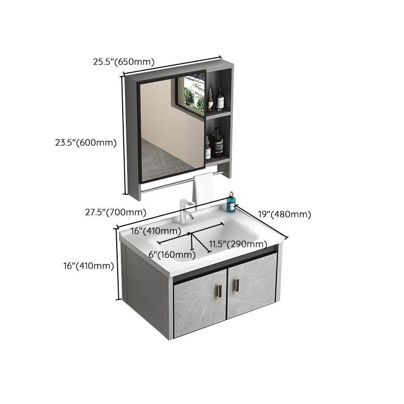 Modern Metal Sink Vanity Wood Wall Mount Faucet Included Bathroom Vanity