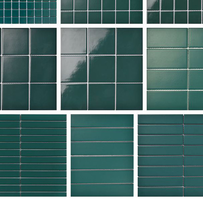 Square Mosaic Peel & Stick Tile in Green Water Resistant Mosaic Tile