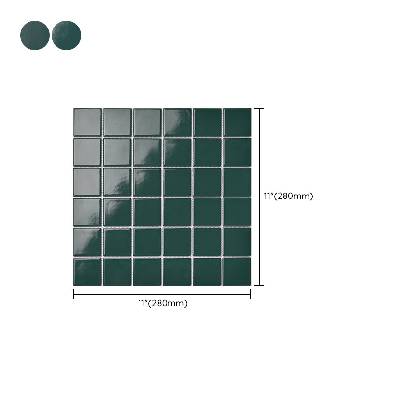 Square Mosaic Peel & Stick Tile in Green Water Resistant Mosaic Tile