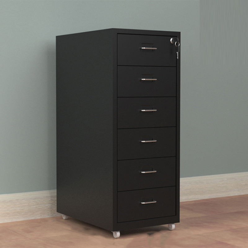 Contemporary File Cabinet Metal Frame Key Lock Lateral File Cabinet