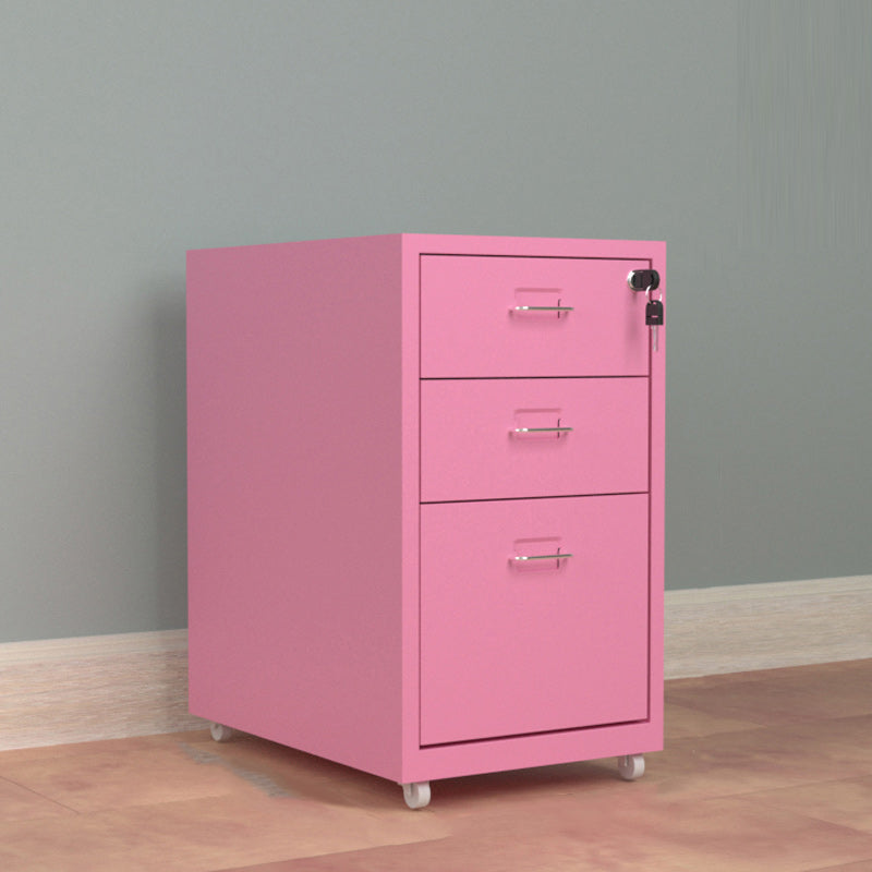 Contemporary File Cabinet Metal Frame Key Lock Lateral File Cabinet