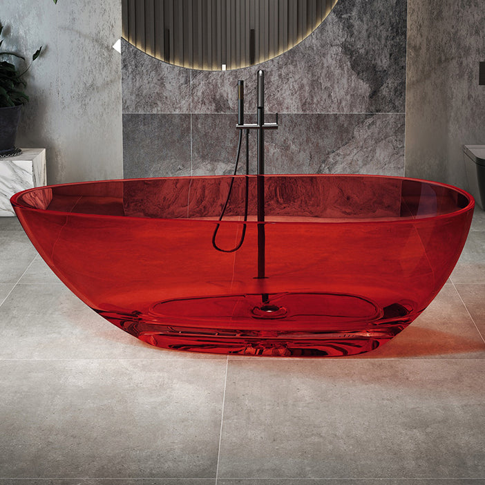 Flat Bottom Soaking Bathtub Antique Finish Oval Modern Bath Tub