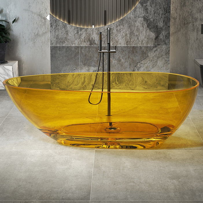 Flat Bottom Soaking Bathtub Antique Finish Oval Modern Bath Tub