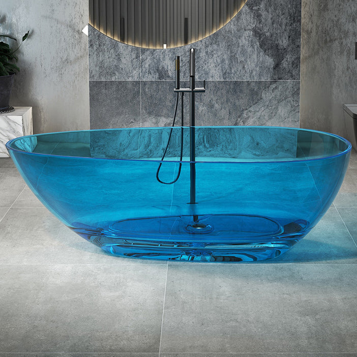 Flat Bottom Soaking Bathtub Antique Finish Oval Modern Bath Tub