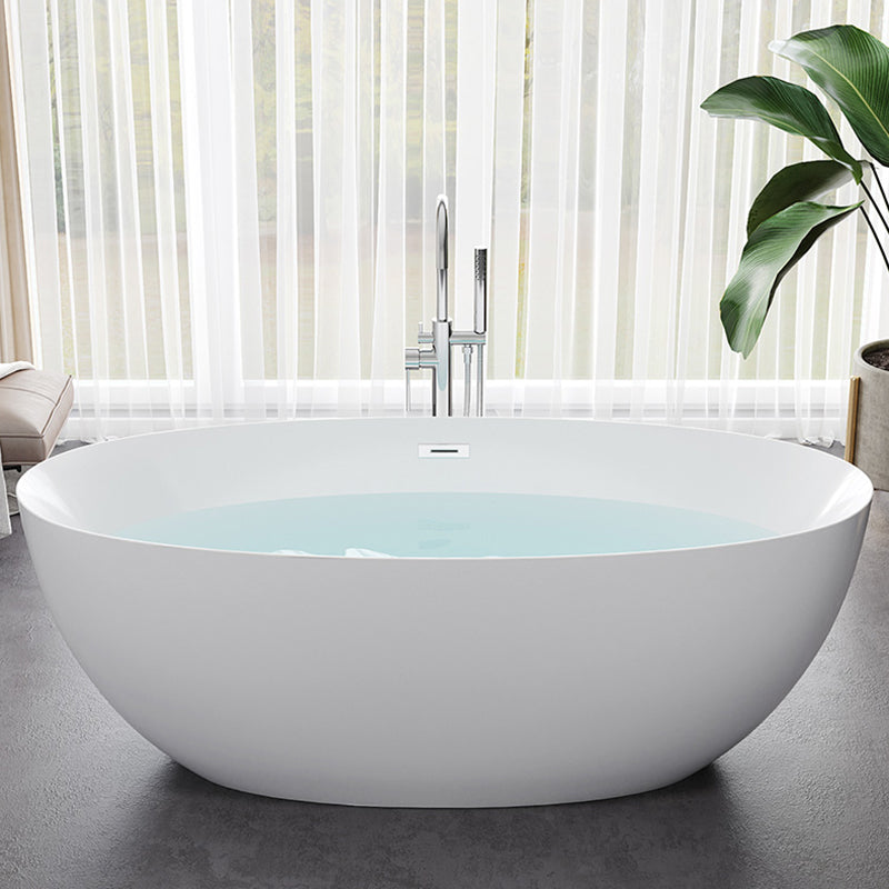 Oval Freestanding Soaking Bathtub Antique Finish Modern Bath Tub