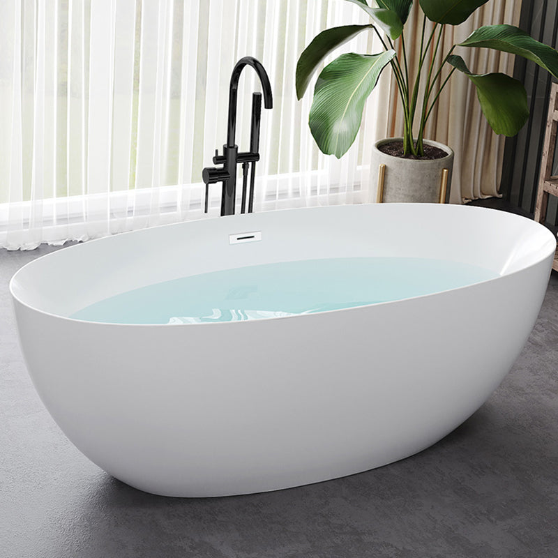 Oval Freestanding Soaking Bathtub Antique Finish Modern Bath Tub