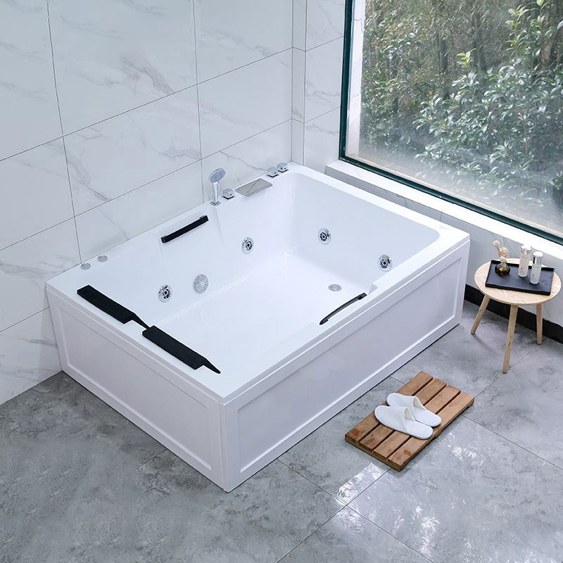 Modern Stand Alone Bath Acrylic Soaking White Rectangular Bathtub