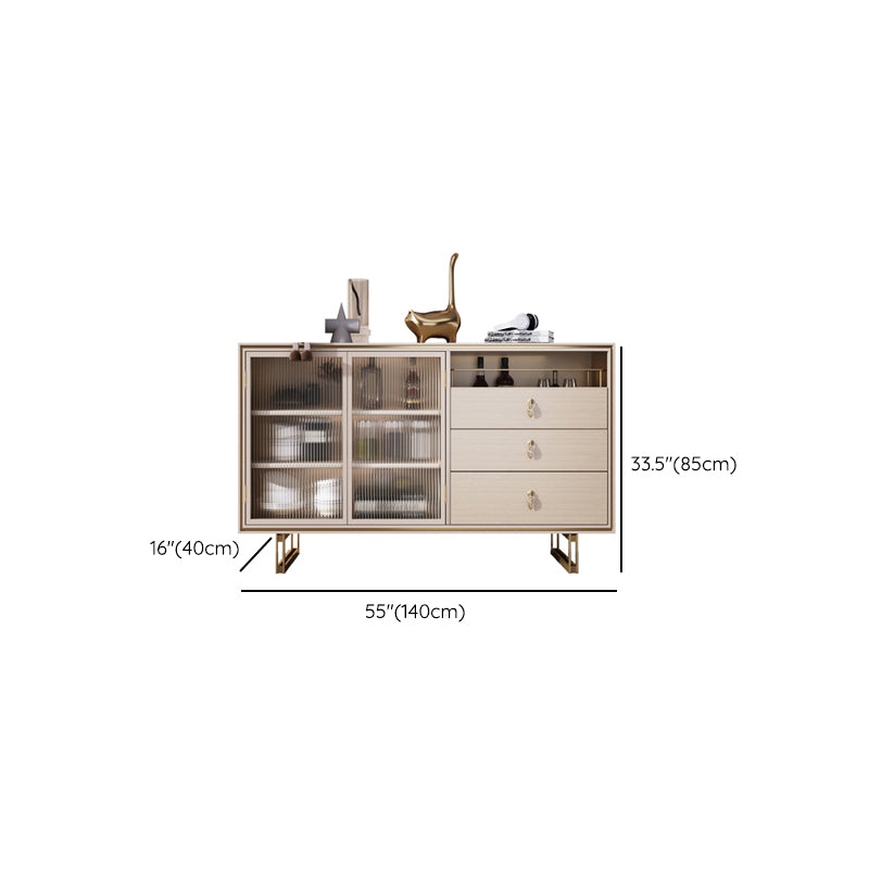 Contemporary Glass Doors Sideboard Buffet White Cabinets Side Board