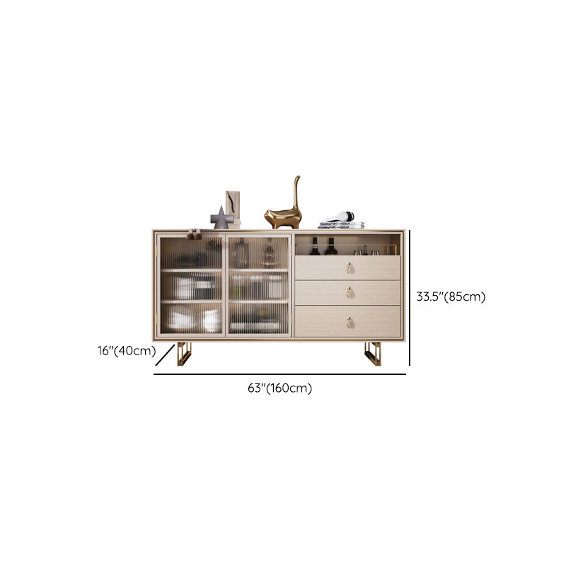 Contemporary Glass Doors Sideboard Buffet White Cabinets Side Board