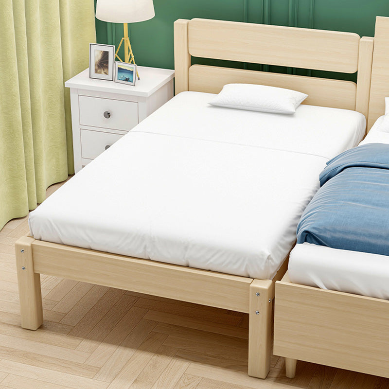 Contemporary Solid Wood Standard Bed with Rectangle Headboard