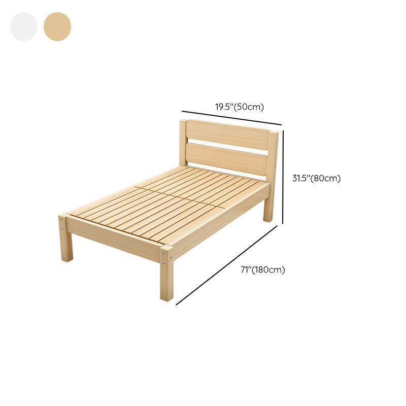 Contemporary Solid Wood Standard Bed with Rectangle Headboard