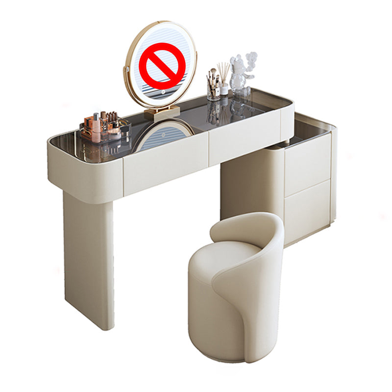 Contemporary White Makeup Vanity Desk Glass Vanity Dressing Table