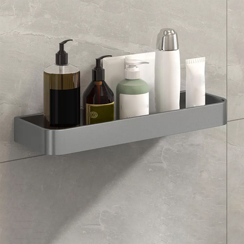 2 Piece Matte Black Modern Bathroom Hardware Set, Bath Shelf, Towel Bar