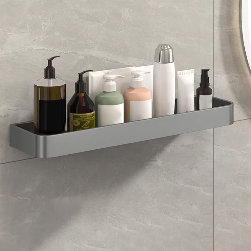 2 Piece Matte Black Modern Bathroom Hardware Set, Bath Shelf, Towel Bar