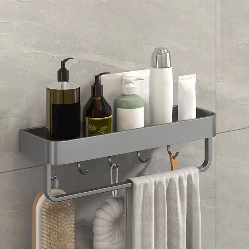 2 Piece Matte Black Modern Bathroom Hardware Set, Bath Shelf, Towel Bar