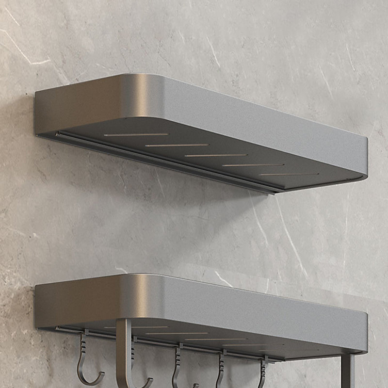 2 Piece Matte Black Modern Bathroom Hardware Set, Bath Shelf, Towel Bar